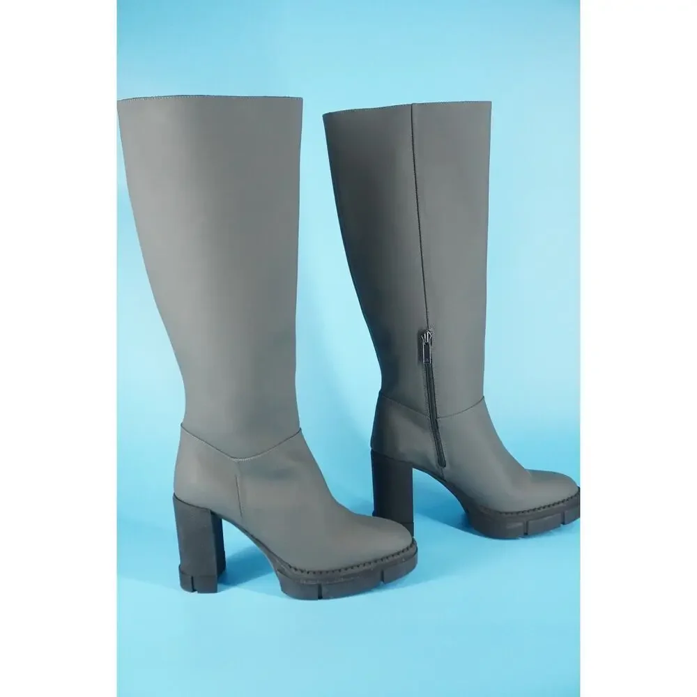 Aquatalia Indi Heeled Knee High Suede Boots Size 9 New Mid Heel $625